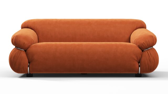 The Sesann – Apricot Velvet, Two Seater Sofa