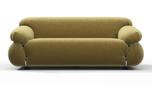 The Sesann – Olive Gold Velvet, Two Seater Sofa