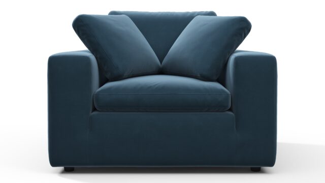 The Sky – Prussian Blue Luxe Velvet, Lounge Chair