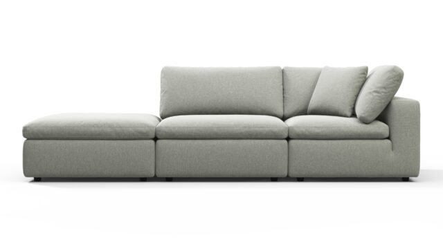 The Sky – Soft Gray Brushed Weave, Open End Sofa (Left)