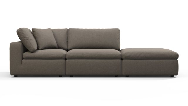 The Sky – Coffee Brushed Weave, Open End Sofa (Right)