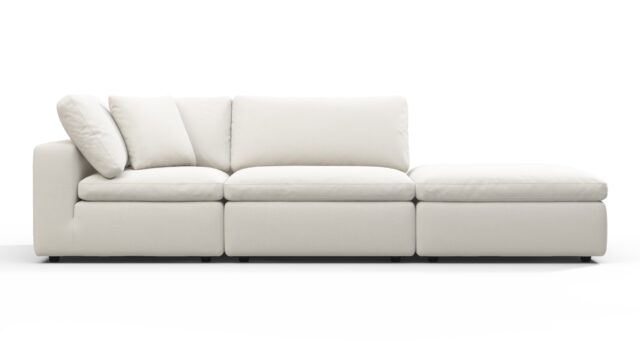 The Sky – Oatmeal Brushed Weave, Open End Sofa (Right)