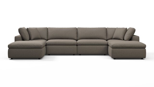 The Sky – Coffee Brushed Weave, Sectional (Double Chaise)