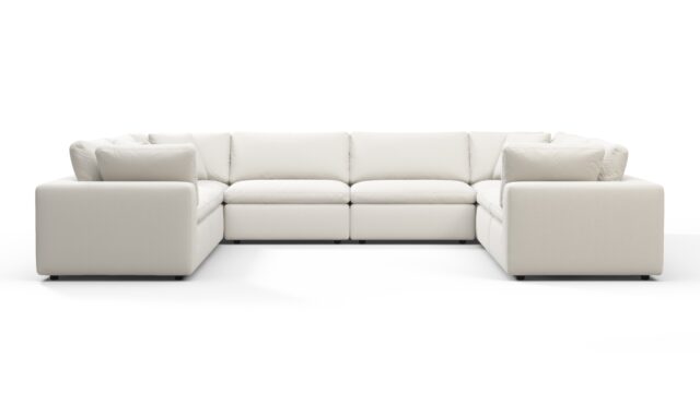 The Sky – Oatmeal Brushed Weave, Sectional (Eight Seater)