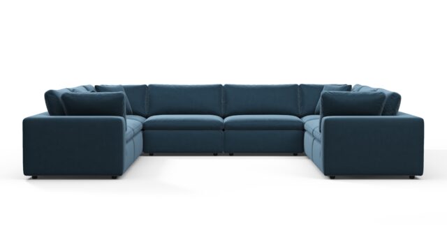 The Sky – Prussian Blue Luxe Velvet, Sectional (Eight Seater)