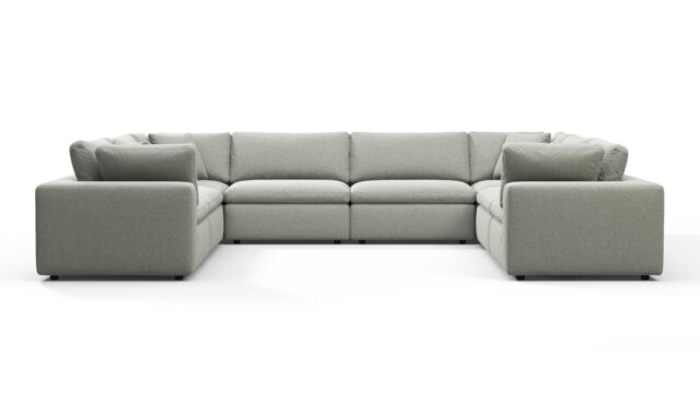 The Sky – Soft Gray Brushed Weave, Sectional (Eight Seater)