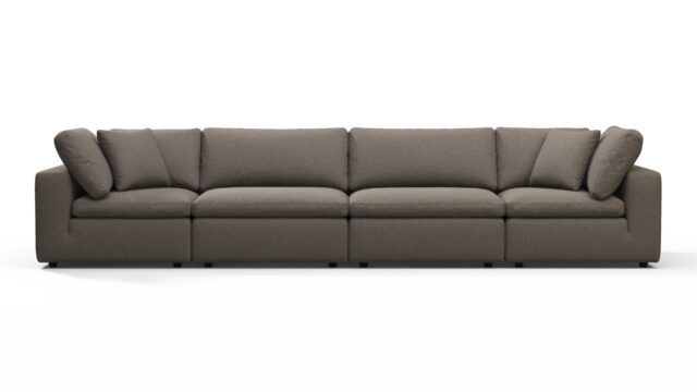 The Sky – Coffee Brushed Weave, Four Seater Sofa