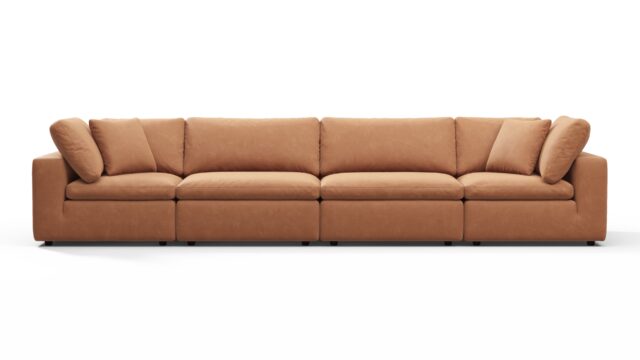 The Sky – Tan Vegan Leather, Four Seater Sofa