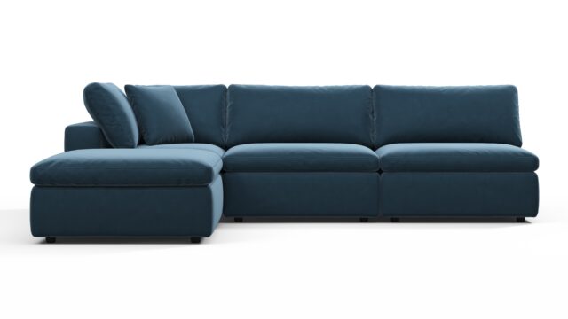 The Sky – Prussian Blue Luxe Velvet, Sectional (Left Chaise)