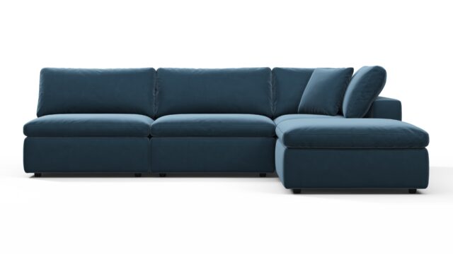 The Sky – Prussian Blue Luxe Velvet, Sectional (Right Chaise)