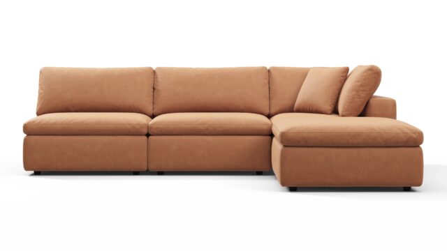 The Sky – Tan Vegan Leather, Sectional (Right Chaise)