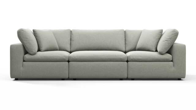 The Sky – Soft Gray Brushed Weave, Three Seater
