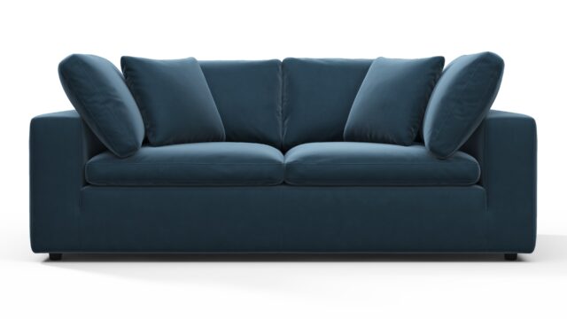The Sky – Prussian Blue Luxe Velvet, Two Seater Sofa