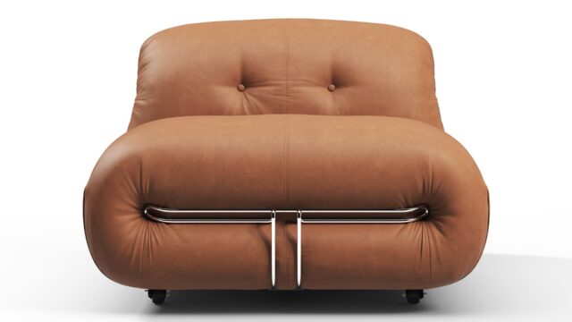 The Soriana – Chestnut Vegan Leather, Deep Lounge Chair