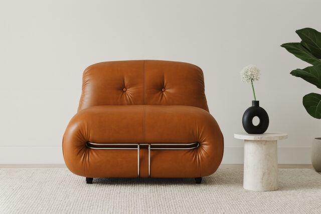 The Soriana – Tan Premium Leather, Lounge Chair