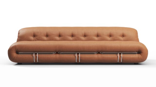 The Soriana – Chestnut Vegan Leather, Three Seater Sofa