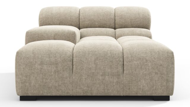 The Tufty – Beige Gray Chenille, Deep Armrest (Left)