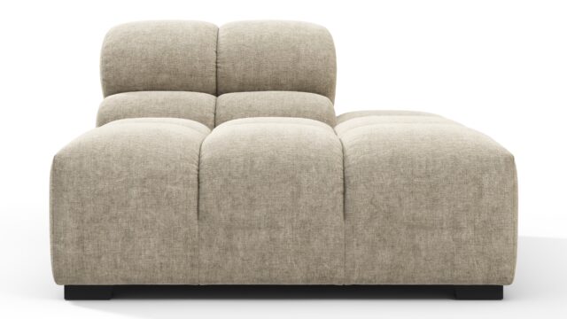 The Tufty – Beige Gray Chenille, End Armless (Right)