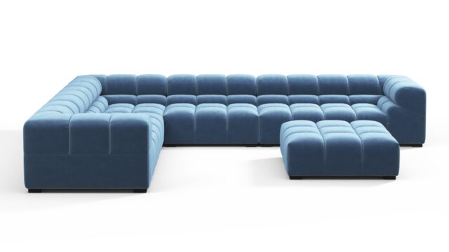 The Tufty – Aegean Blue Velvet, Large Corner (Left) – Sectional