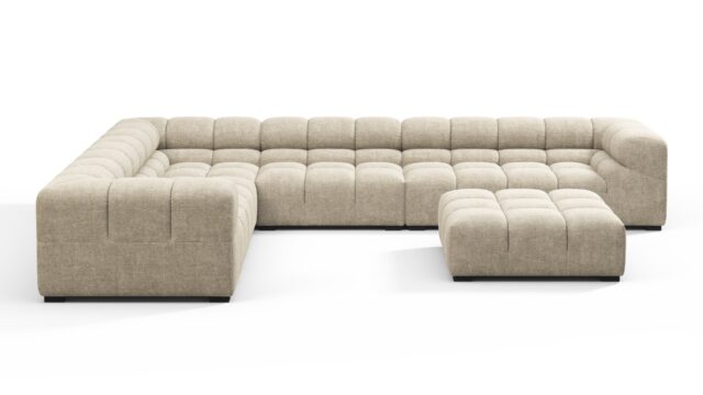 The Tufty – Beige Gray Chenille, Large Corner (Left) – Sectional