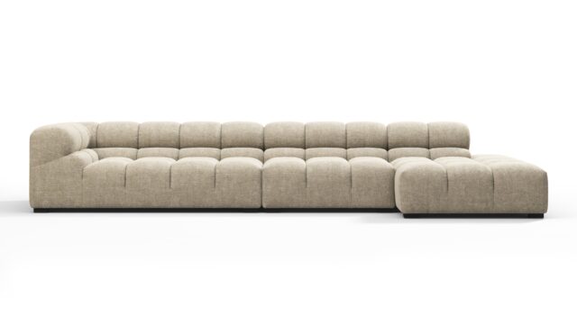 The Tufty – Beige Gray Chenille, Sectional Large Chaise (Right)