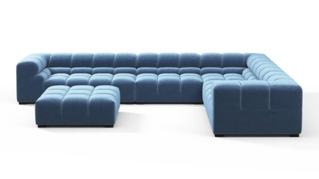 The Tufty – Aegean Blue Velvet, Large Corner (Right) – Sectional