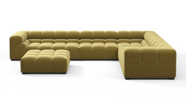 The Tufty – Olive Gold Velvet, Large Corner (Right) – Sectional