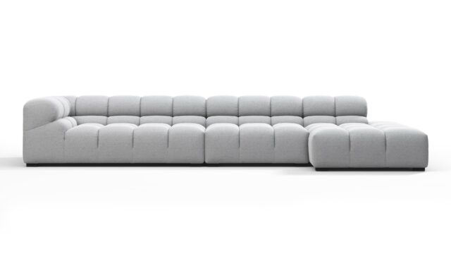 The Tufty – Light Gray Wool, Sectional Large Chaise (Right)