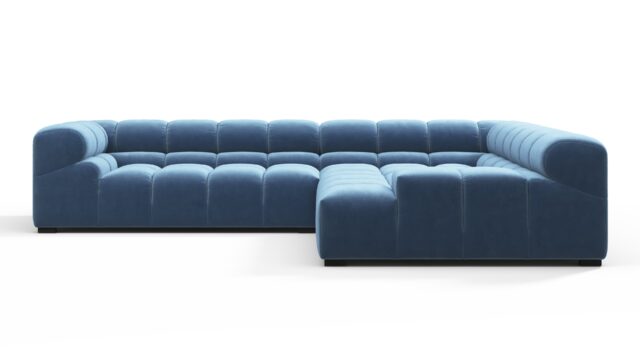 The Tufty – Aegean Blue Velvet, Corner (Right) – Sectional