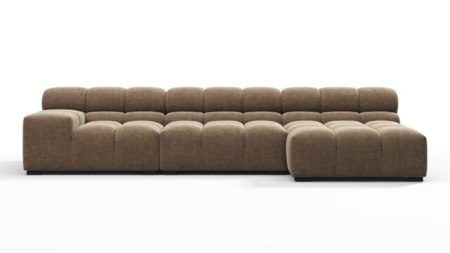 The Tufty – Cappuccino Brown Chenille, Small Chaise (Right) – Sectional