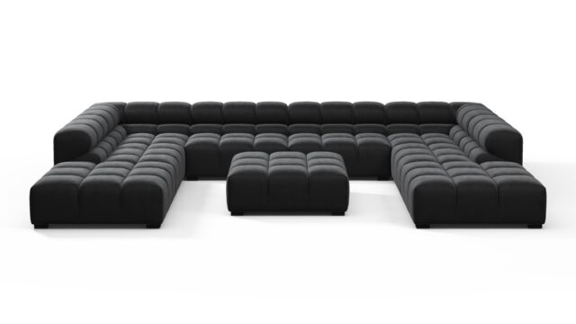 The Tufty – Black Velvet, U Shape – Sectional
