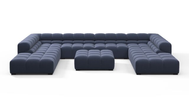 The Tufty – Royal Blue Wool, U Shape – Sectional