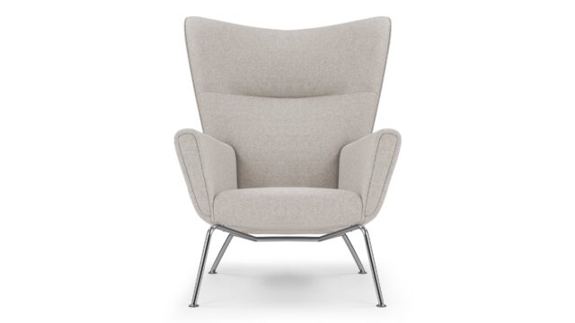 The Wing – Wheat Gray Wool, Lounge Chair