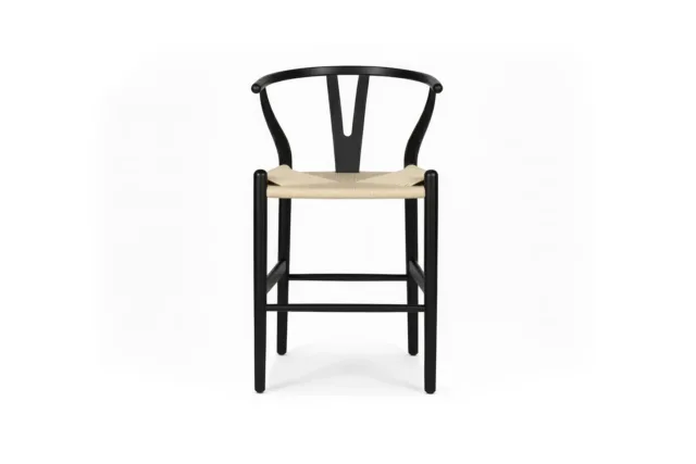 The Wish – Black with Natural Seat, Counter Stool