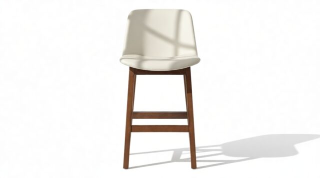 The Clair – Taupe Vegan Leather and Walnut, Counter Stool
