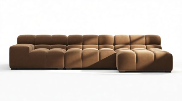 The Tufty – Mocha Velvet, Small Chaise (Right) – Sectional