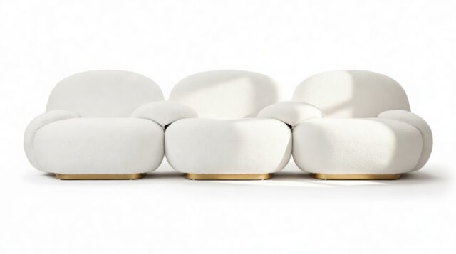 The Pacha – Pearl Boucle, Three Seater Sofa