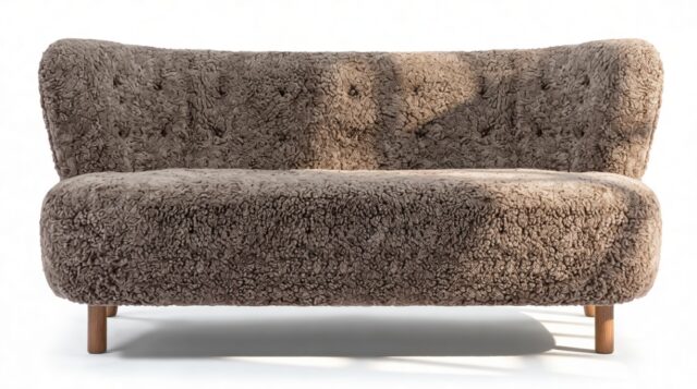The Petra – Frosted Coco Luxe Sheepskin, Two Seater Sofa