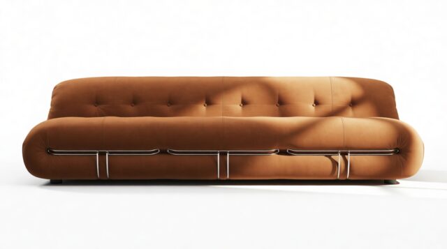 The Soriana – Burnt Orange Vegan Suede, Three Seater Sofa