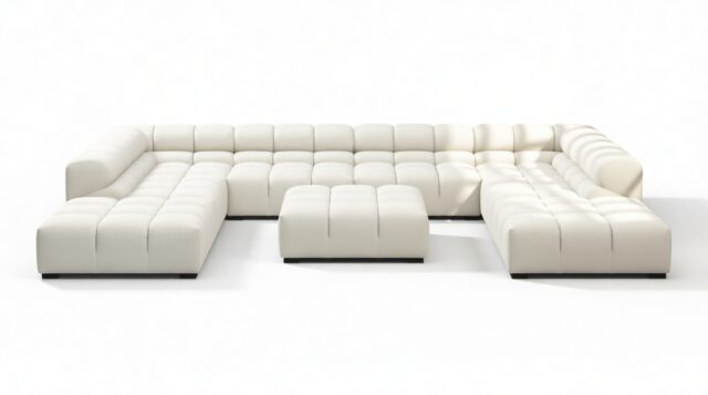 The Tufty – Oatmeal Brushed Weave, U Shape – Sectional