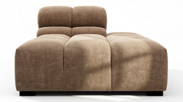The Tufty – Cappuccino Brown Chenille, Armless Chaise (Right)