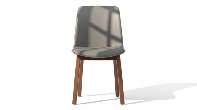 The Clair – Glacier Gray Vegan Leather and Walnut, Side Chair