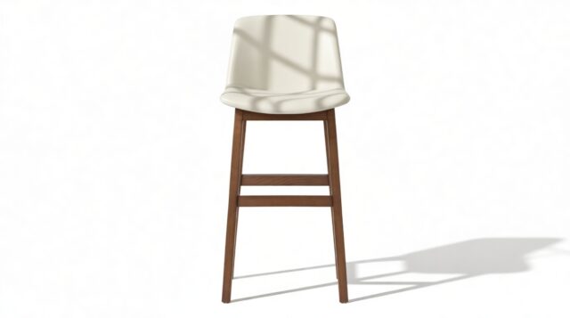The Clair – Taupe Vegan Leather and Walnut, Bar Stool