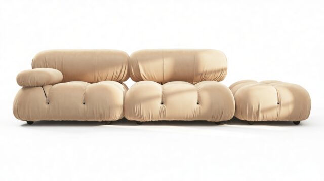 The Bellini – Ecru Velvet, Open End Sofa (Right)