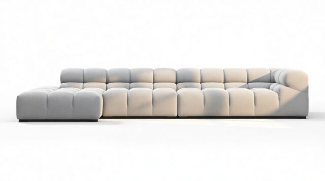 The Tufty – Light Gray Wool, Sectional Large Chaise (Left)