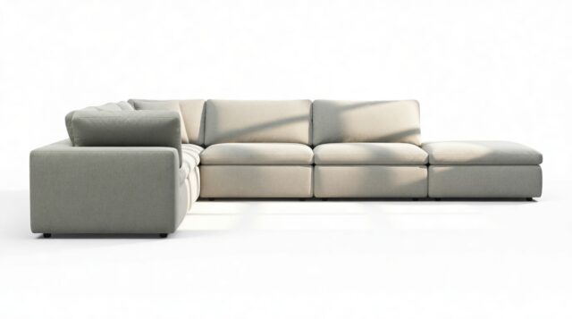 The Ciel – Soft Gray Brushed Weave, Sectional (Left Corner)