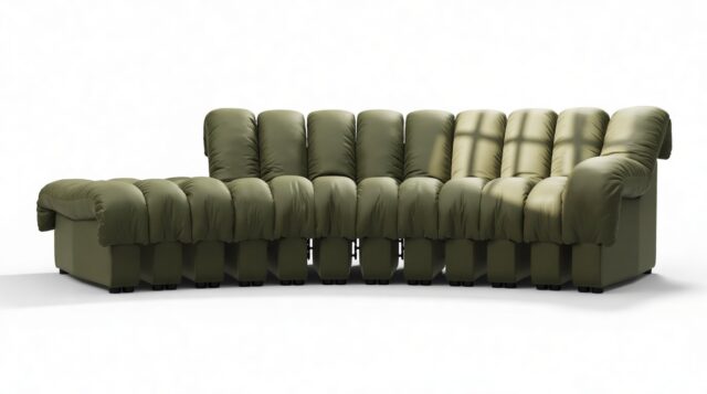 The DS 600 – Deep Olive Vegan Leather, Small Open End Sofa, Left