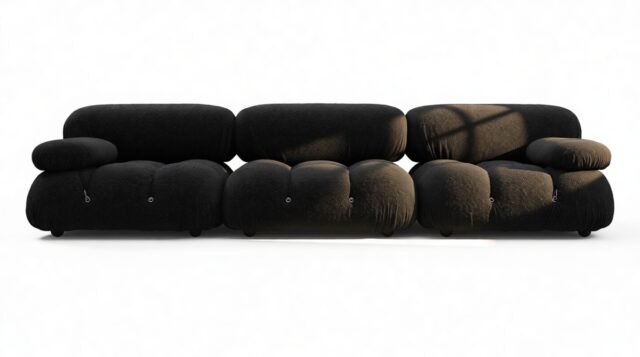 The Bellini – Black Boucle, Three Seater Sofa