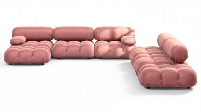 The Bellini – Blush Pink Velvet, Sectional (Large Right Corner)