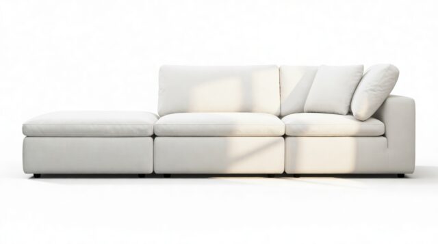 The Ciel – White Linen, Open End Sofa (Left)